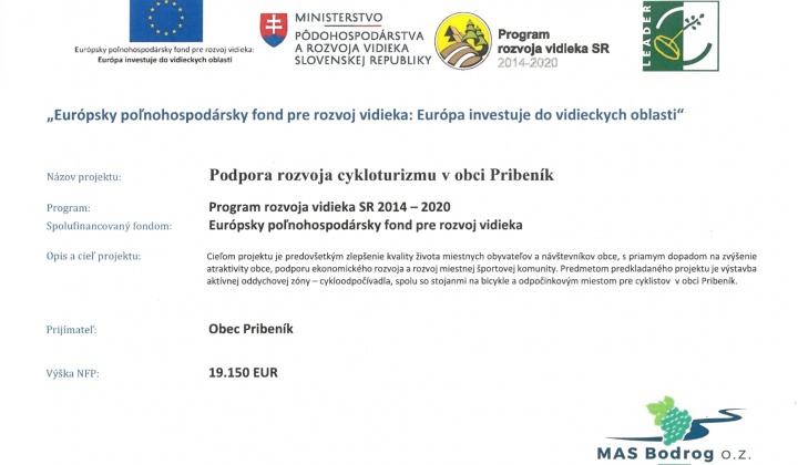 Fotka - Podpora a rozvoj cykloturizmu v obci Pribeník